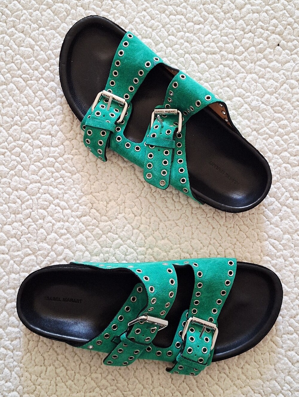 ISABEL MARANT Lennyo Buckle Up Slide Sandals Green Women's EU 37  US 7 Org $580 - Picture 9 of 10